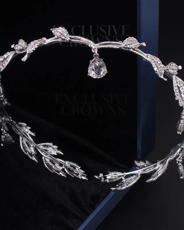 Bridal Tiara Head Chains Stone Silver