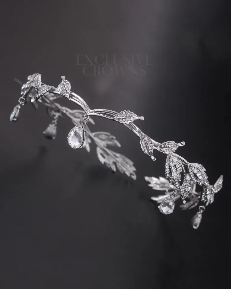 Bridal Tiara Head Chains Stone Silver