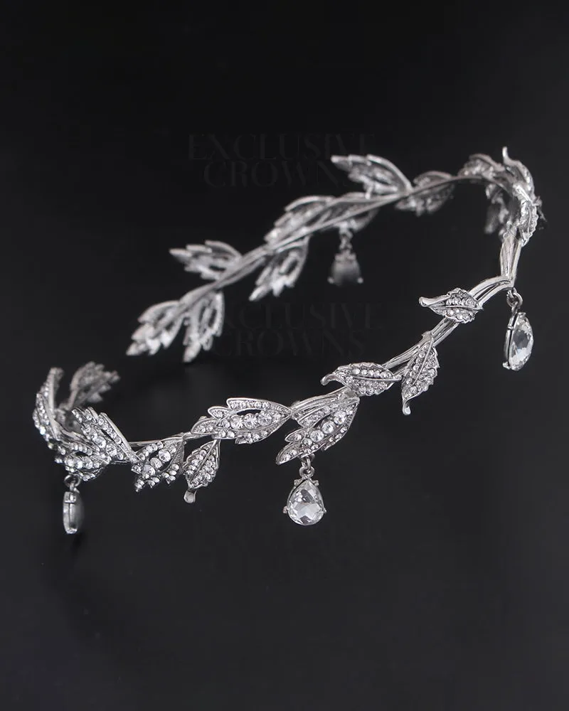 Bridal Tiara Head Chains Stone Silver