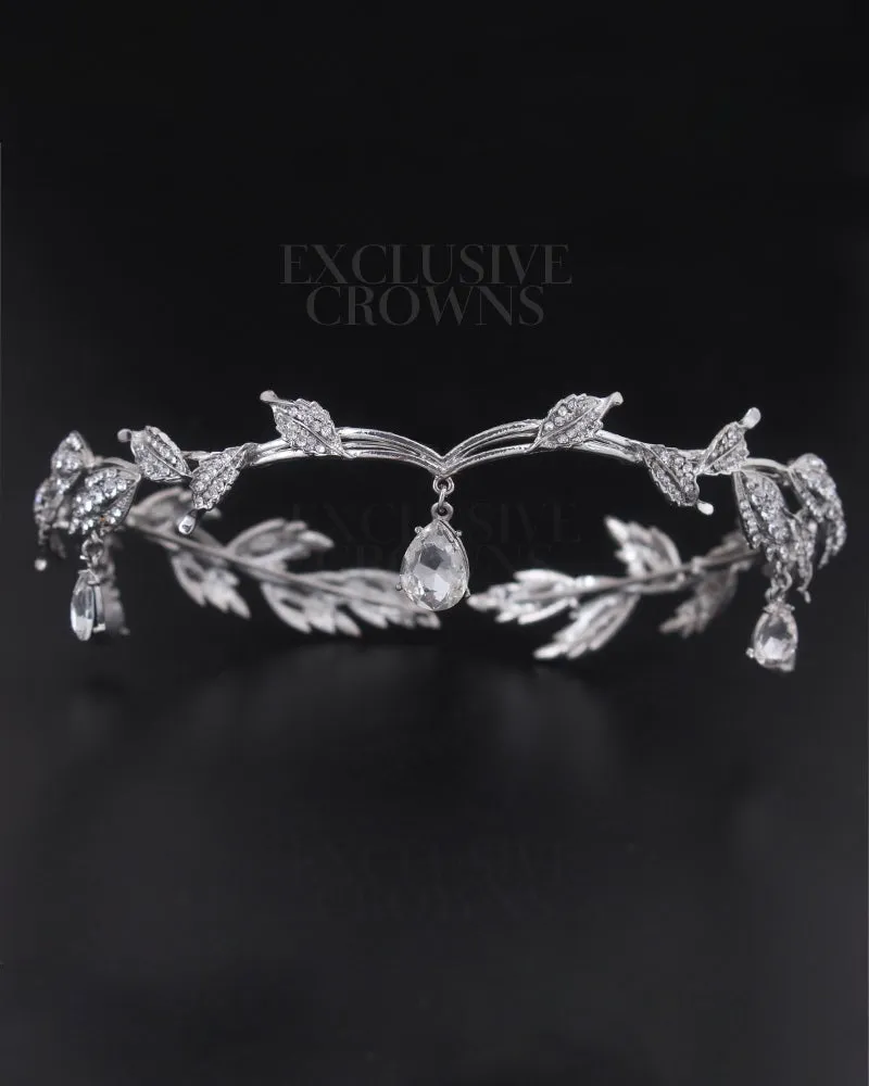 Bridal Tiara Head Chains Stone Silver