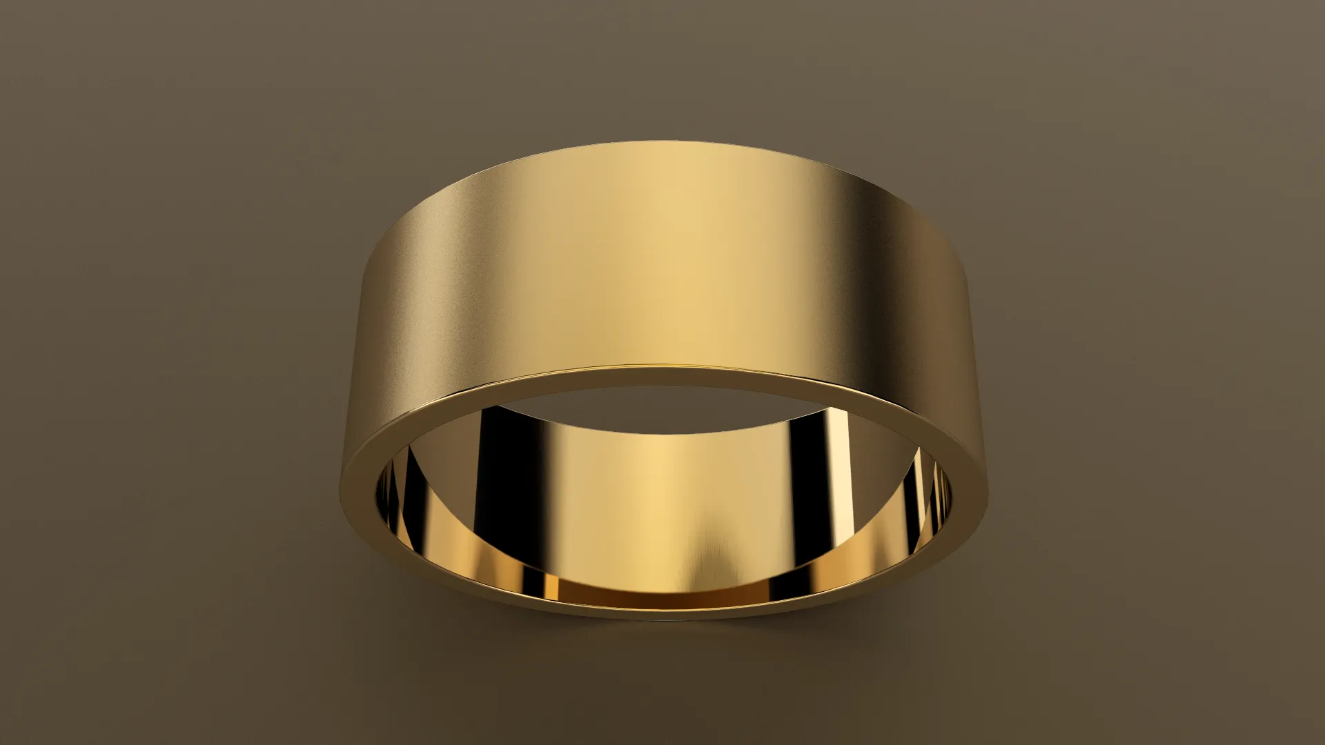 Brushed Yellow Gold 8mm Flat Wedding Band