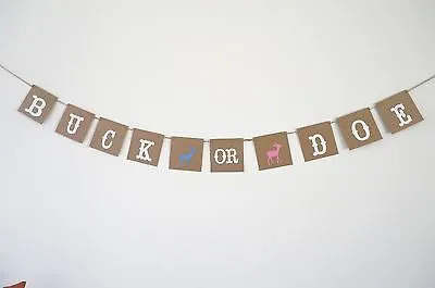 Buck or Doe Gender Reveal Garland Baby Shower Banner Boy or Girl Pregnancy Party