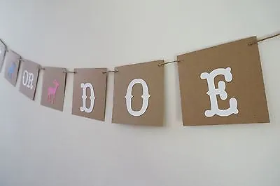Buck or Doe Gender Reveal Garland Baby Shower Banner Boy or Girl Pregnancy Party