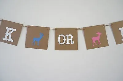Buck or Doe Gender Reveal Garland Baby Shower Banner Boy or Girl Pregnancy Party