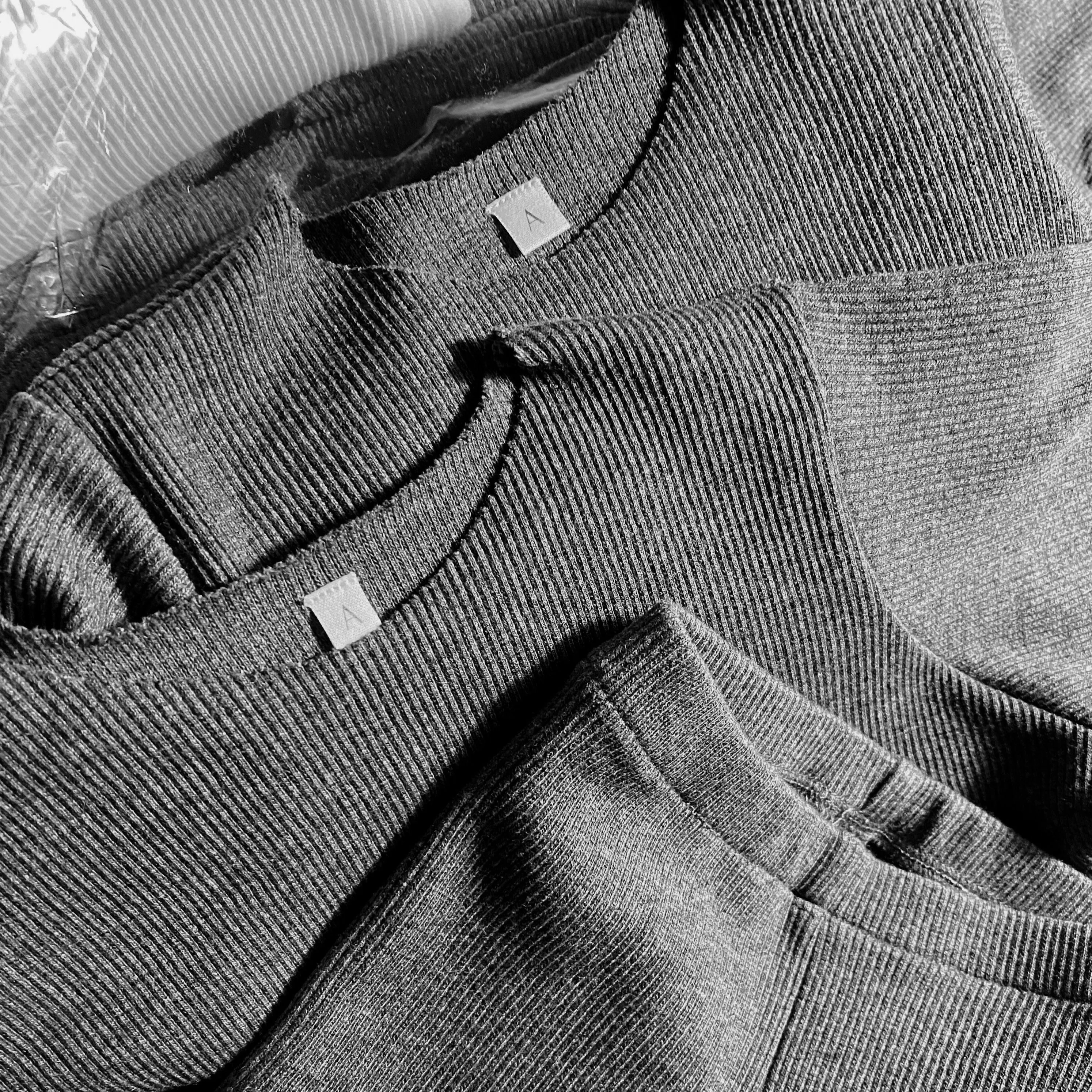 Camie Cotton Rib Raw Hem Sweatshirt (Dark Grey)
