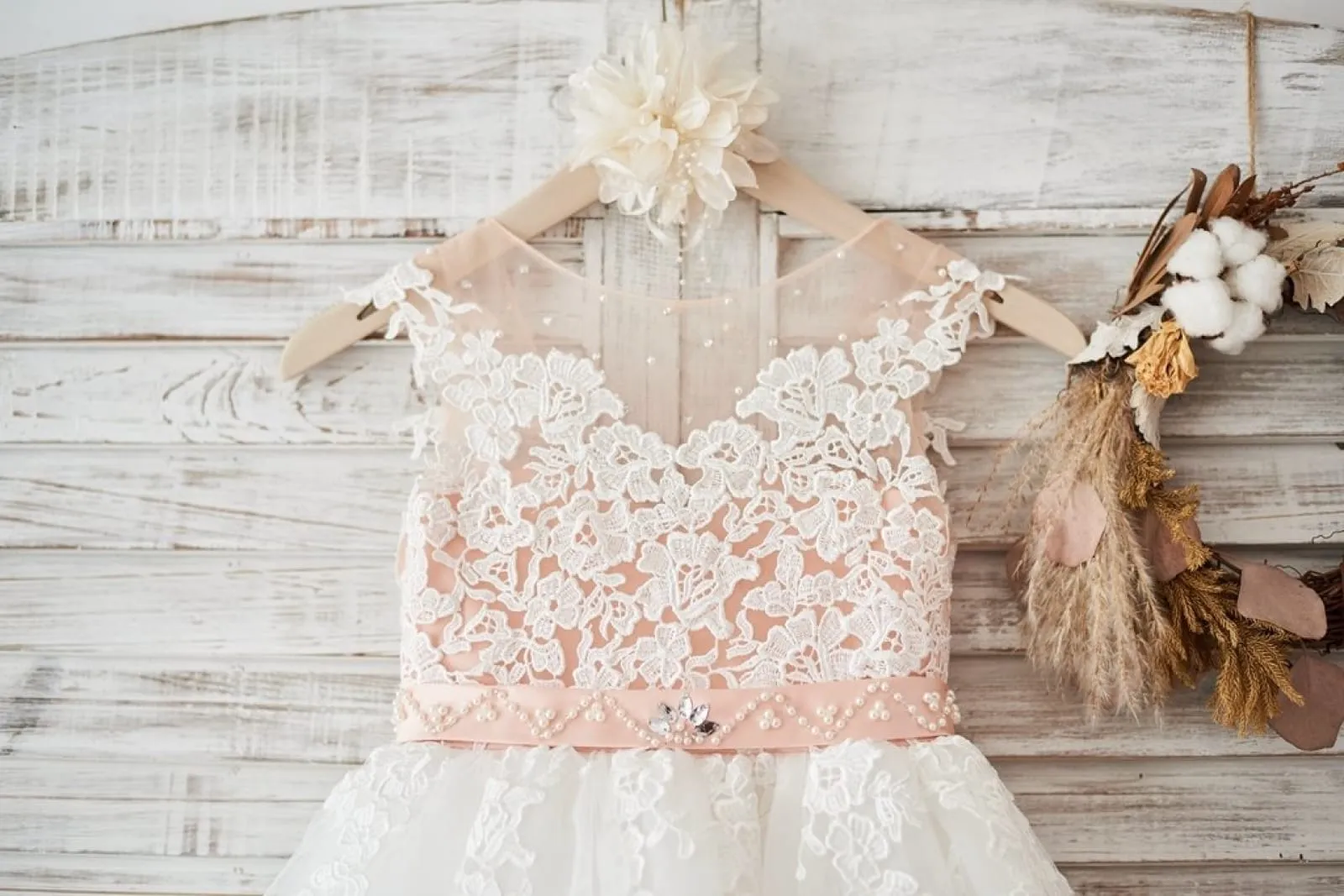 Cap Sleeves Ivory Lace Tulle Hi Low Wedding Party Flower Girl Dress, Beading