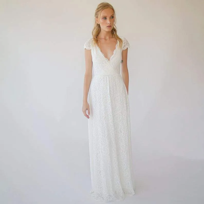 Cape sleeves dress #1289