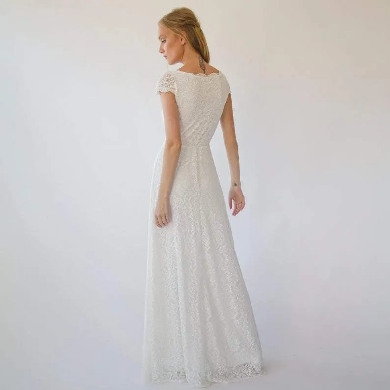 Cape sleeves dress #1289