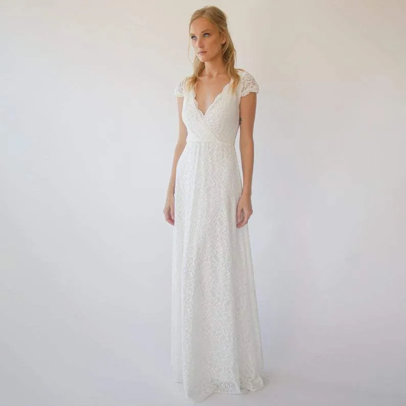 Cape sleeves dress #1289