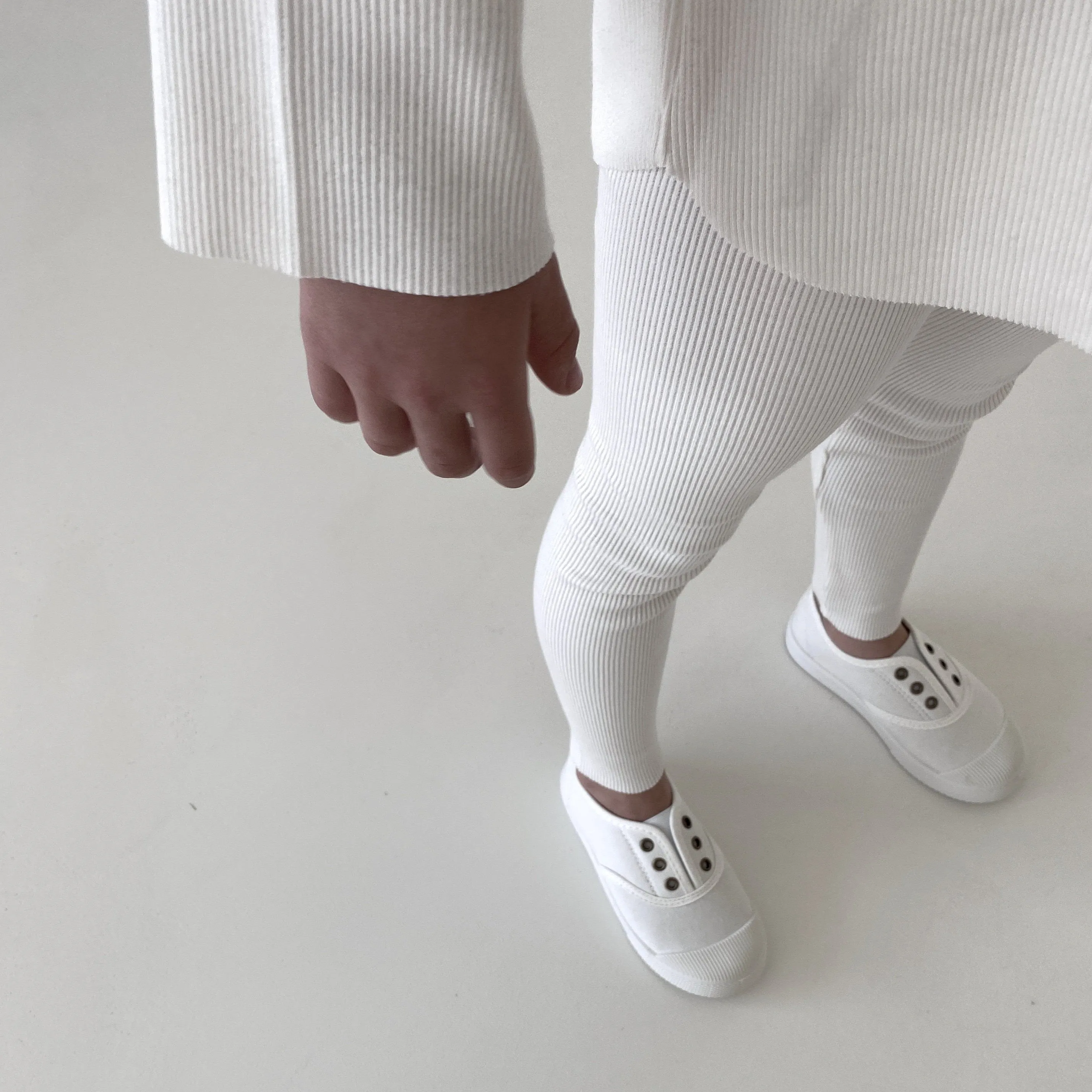 Carmen Organic Cotton Ribbed Leggings (White)
