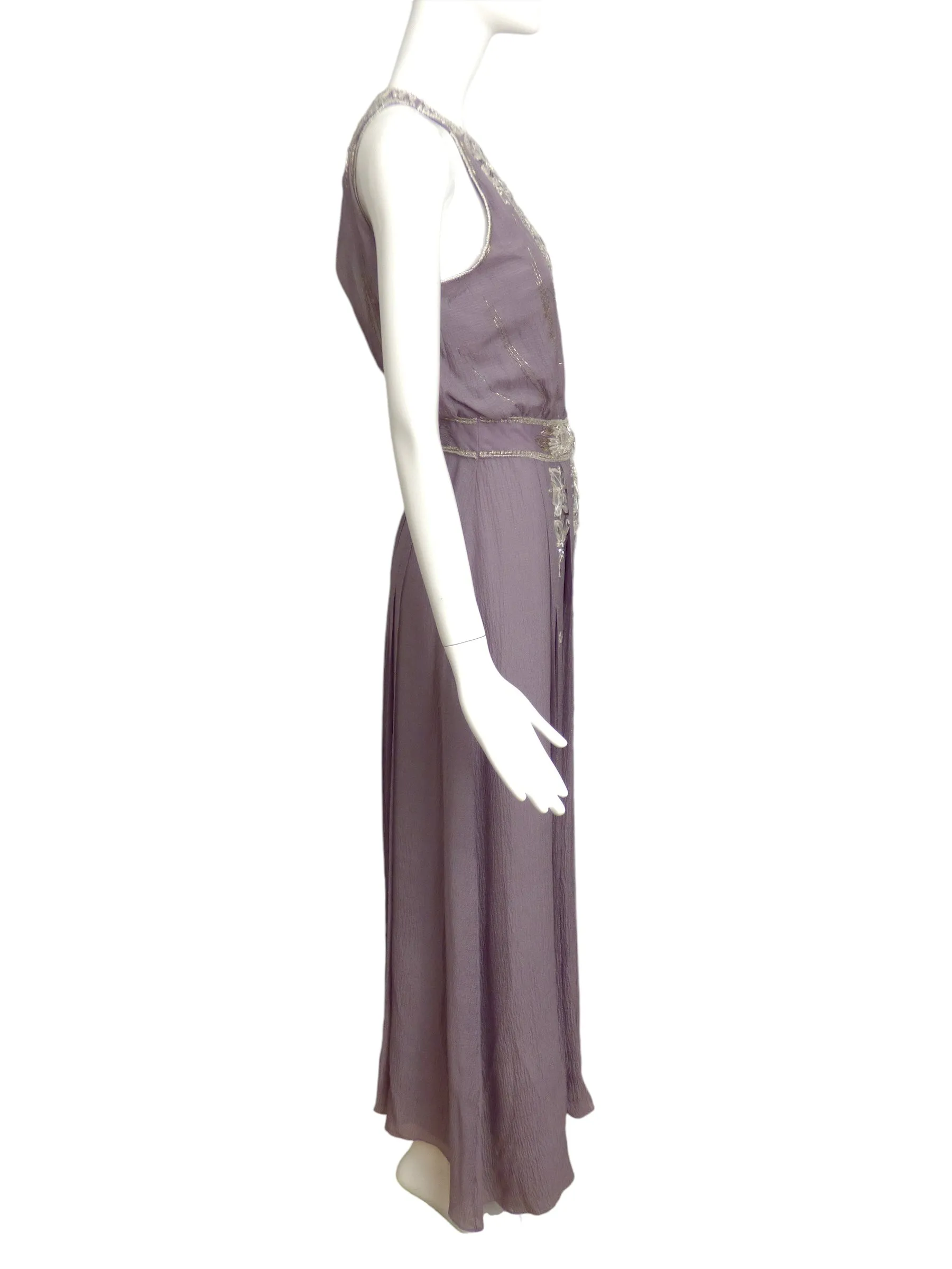 CAROLINA HERRERA- 2007 Lilac Beaded Crepe Evening Gown, Size 10