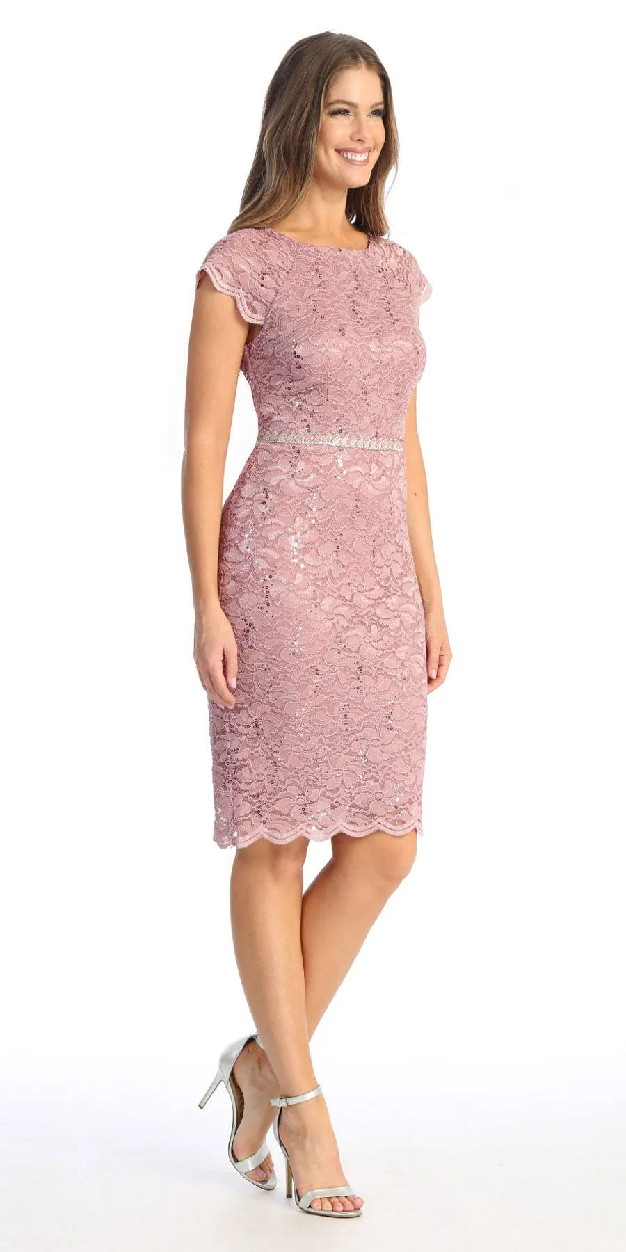 Celavie 6372S Beaded Waist Short Cocktail Dress