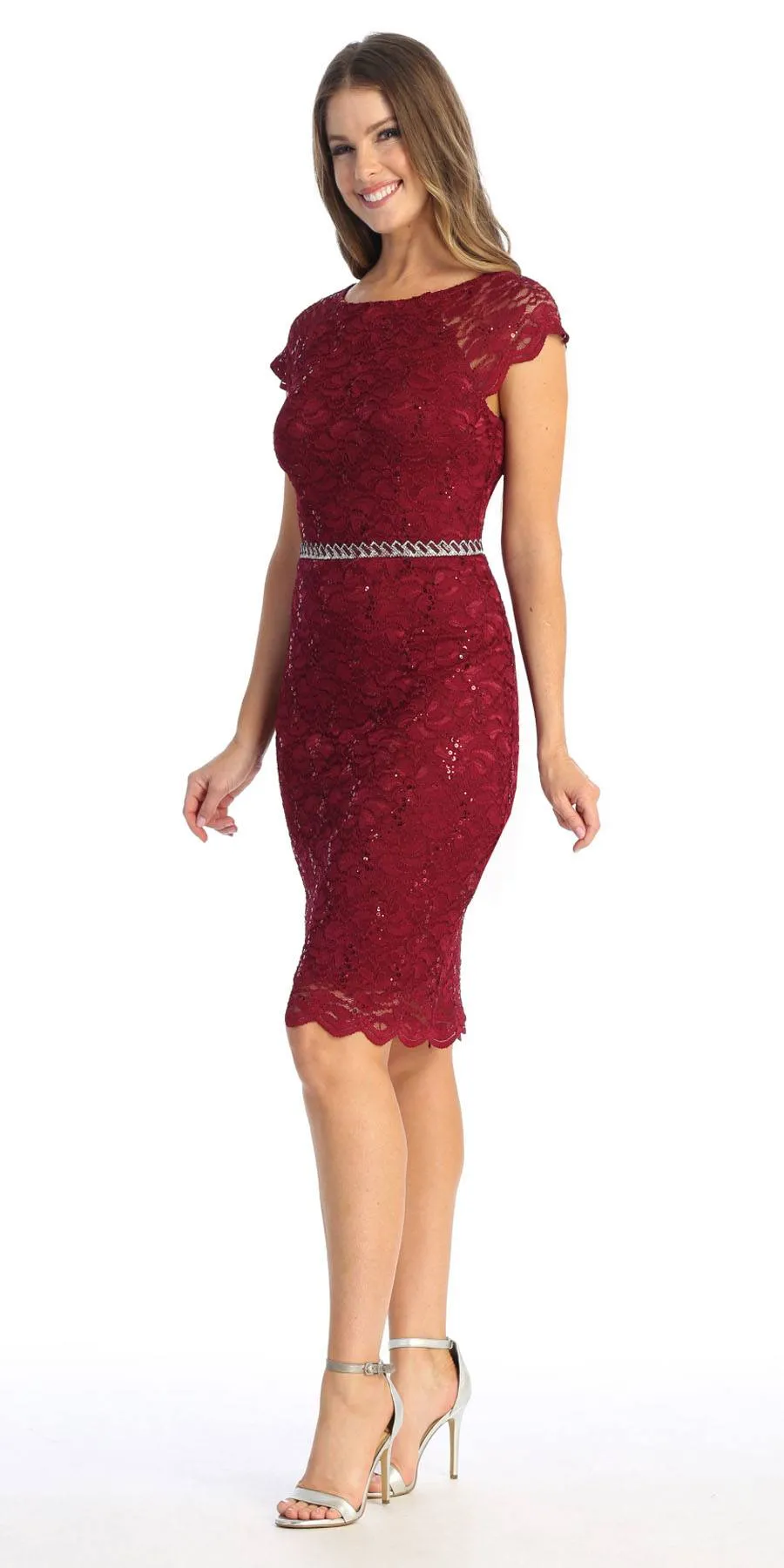 Celavie 6372S Beaded Waist Short Cocktail Dress