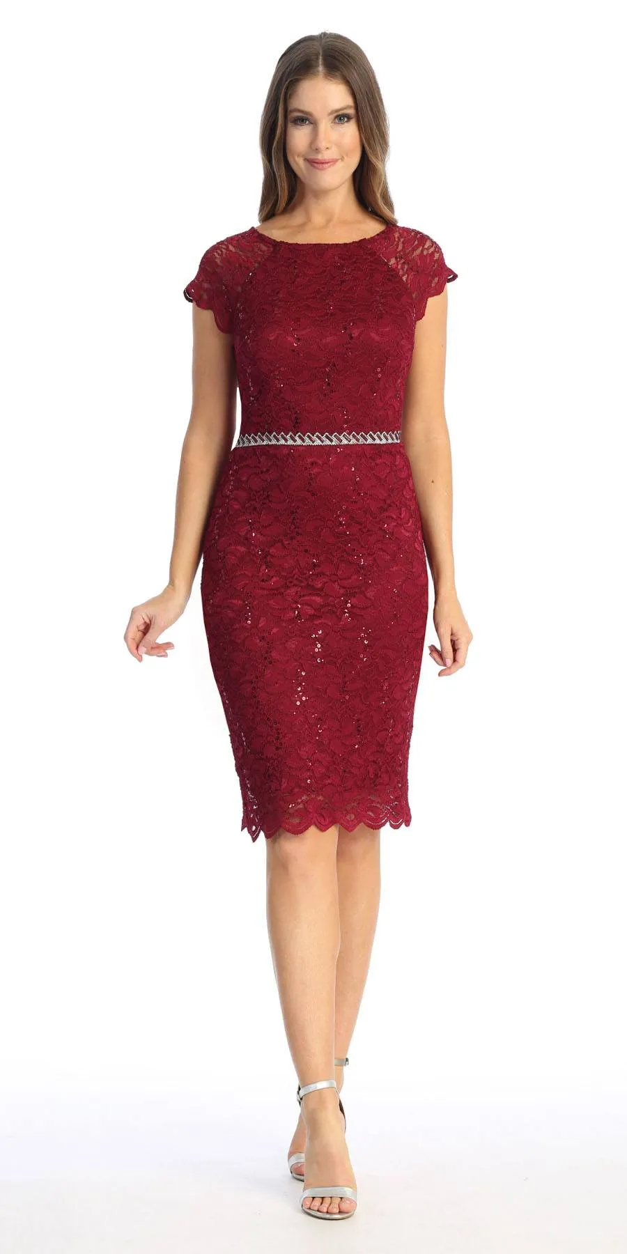 Celavie 6372S Beaded Waist Short Cocktail Dress