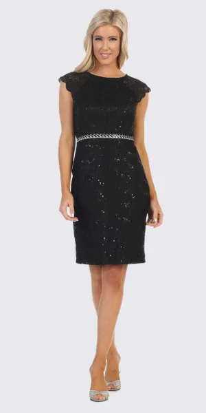 Celavie 6372S Beaded Waist Short Cocktail Dress