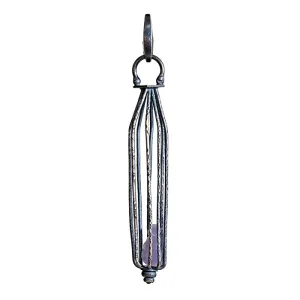 Chalcedony Long Cage Charm - Sterling Silver