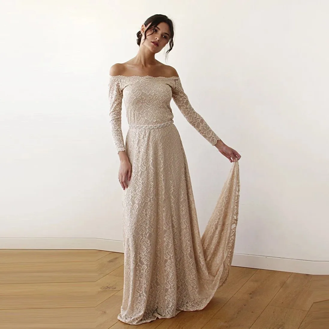 Champagne Dress Train #1148