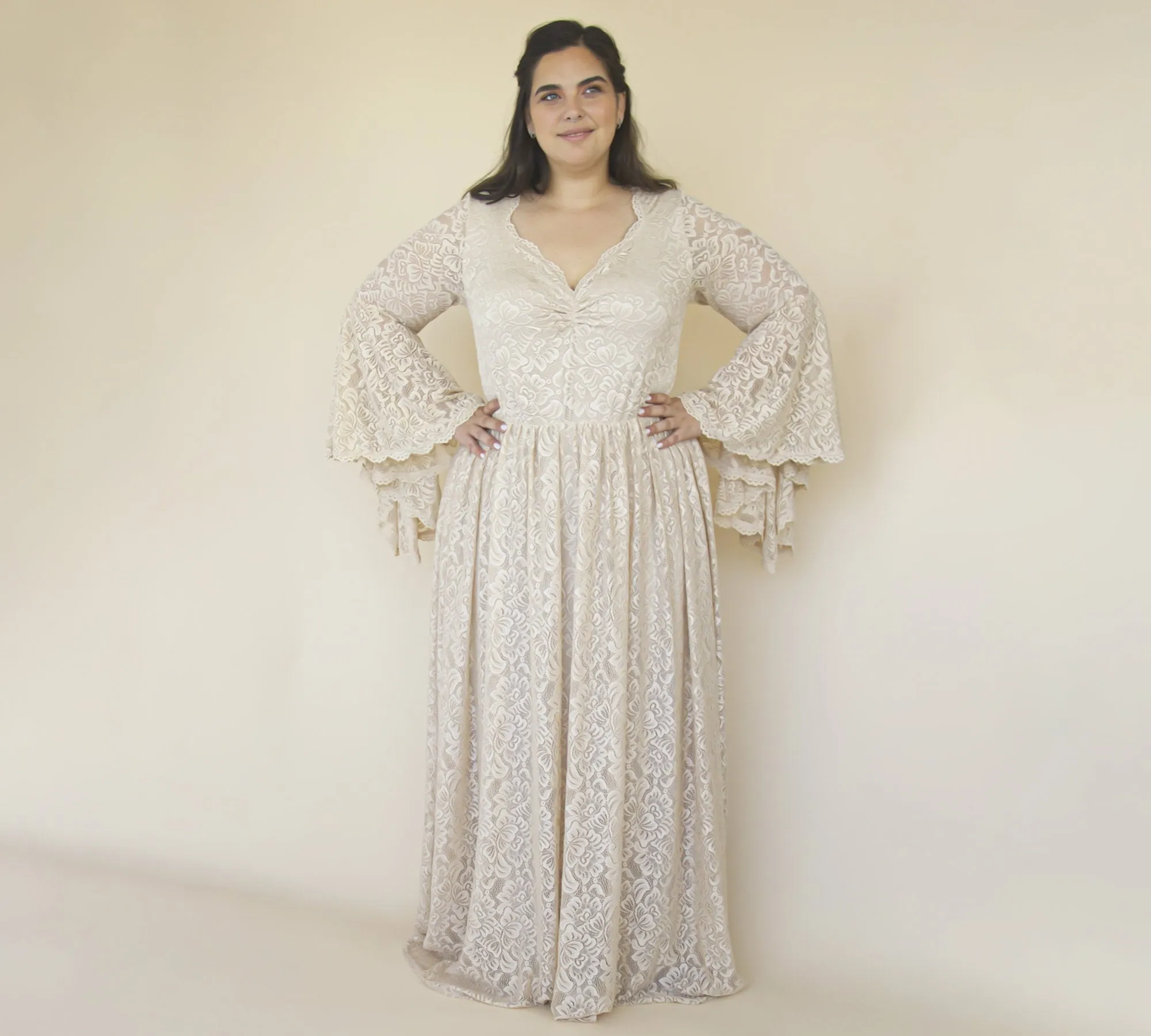 Champagne Lace Dress #1329