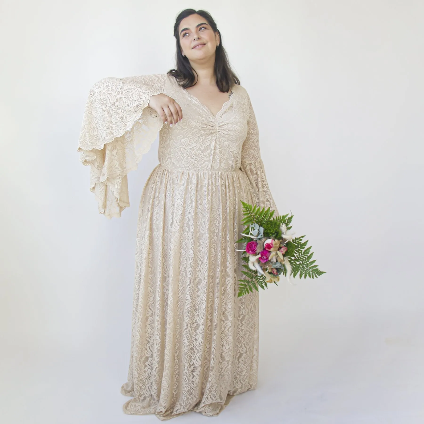 Champagne Lace Dress #1329