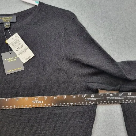 Charter Club Cashmere Sweater Womens Large Black Luxury Pullover Top New