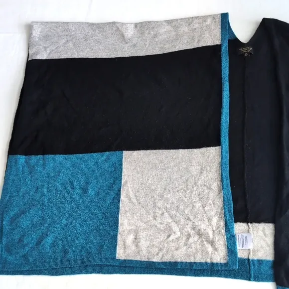 Charter Club Luxury 100% Cashmere Color Blocked Wrap Poncho One Size