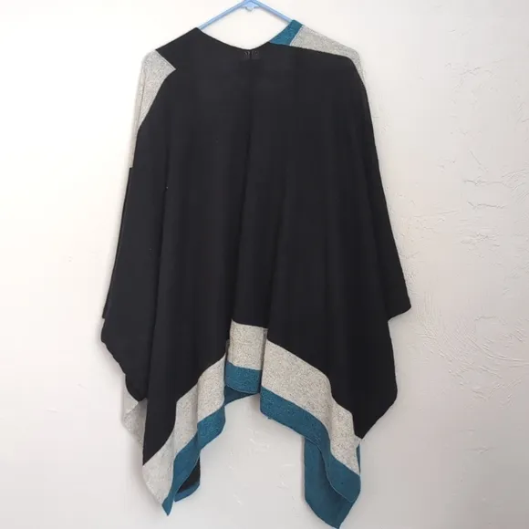 Charter Club Luxury 100% Cashmere Color Blocked Wrap Poncho One Size