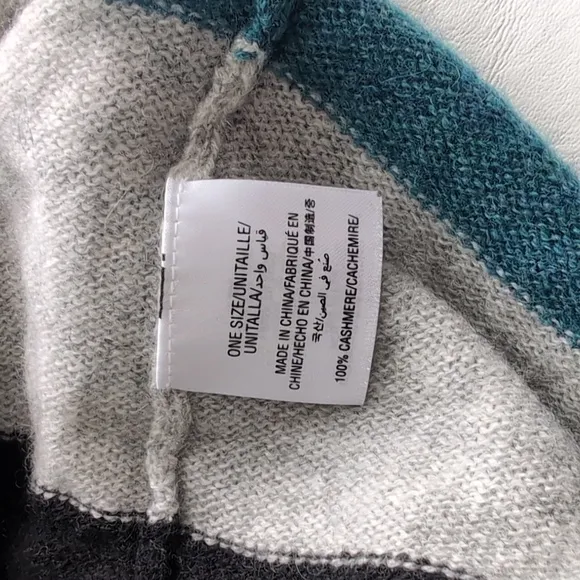 Charter Club Luxury 100% Cashmere Color Blocked Wrap Poncho One Size