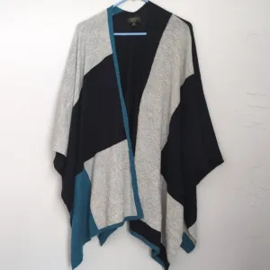Charter Club Luxury 100% Cashmere Color Blocked Wrap Poncho One Size