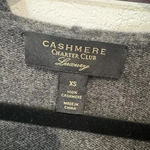 Charter Club Luxury Cashmere Long Gray Open Cardigan size XS