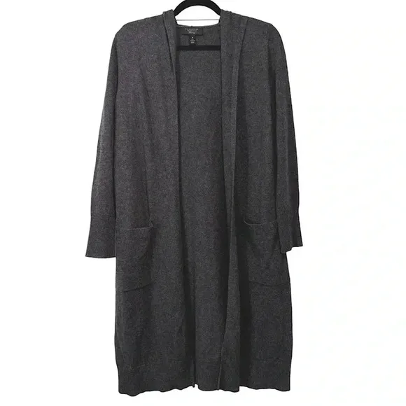 Charter Club Luxury Cashmere Long Gray Open Cardigan size XS