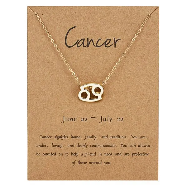 Children's Necklaces:  Steel with Gold IP Birthday Gift Zodiac Necklaces - Cancer