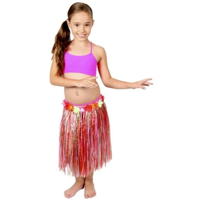 Childs Hula Skirt - Multi w/Flowers