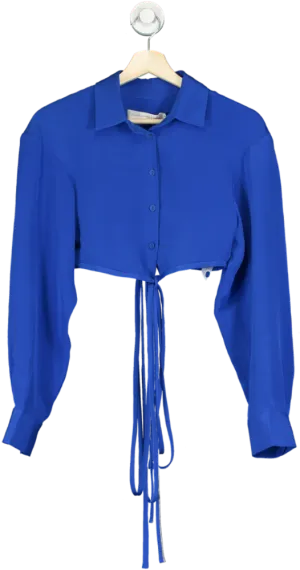 Christopher Esber Royal Blue Silk Button-Up Crop Top UK 6