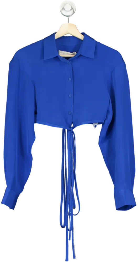 Christopher Esber Royal Blue Silk Button-Up Crop Top UK 6