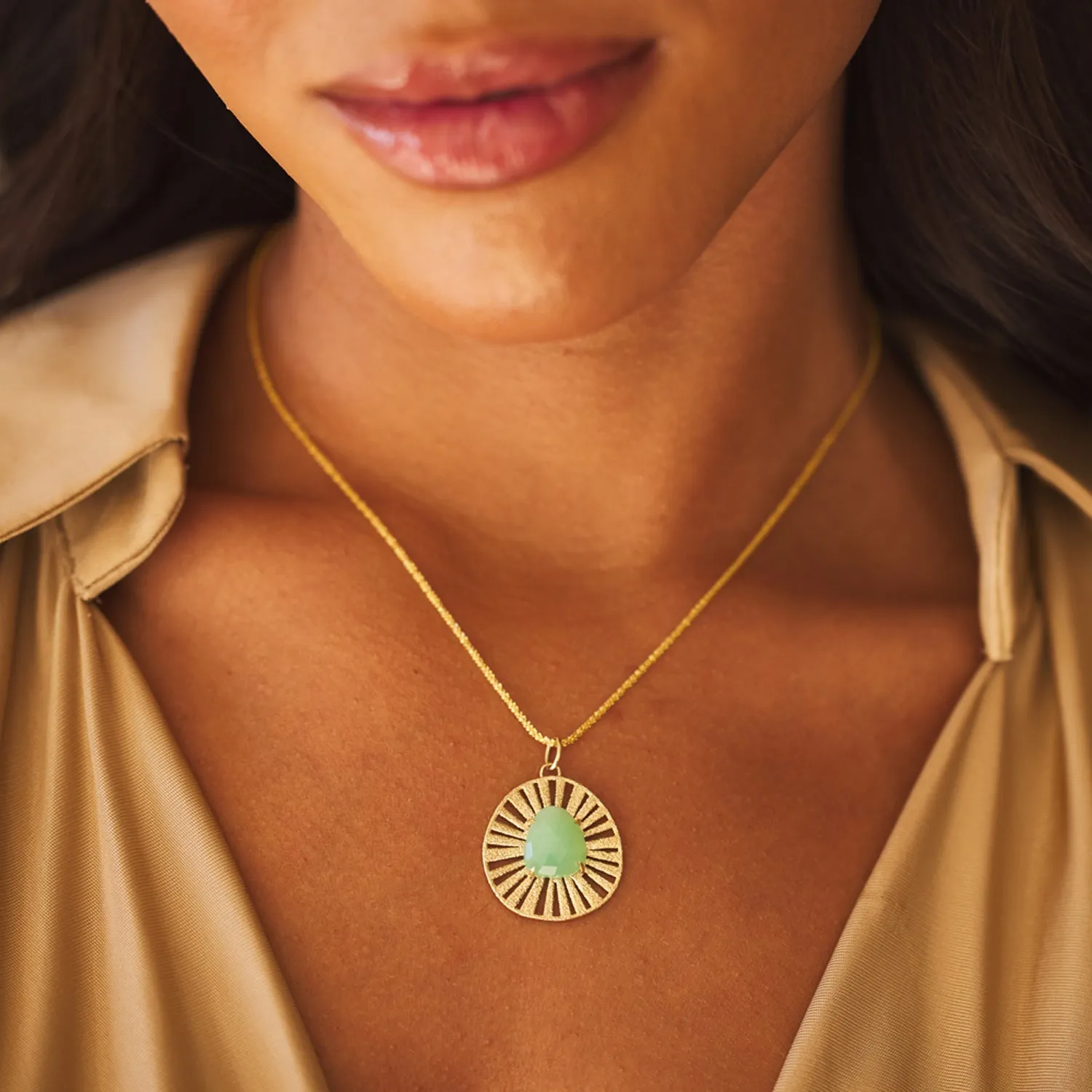Chrysoprase Medallion Charm