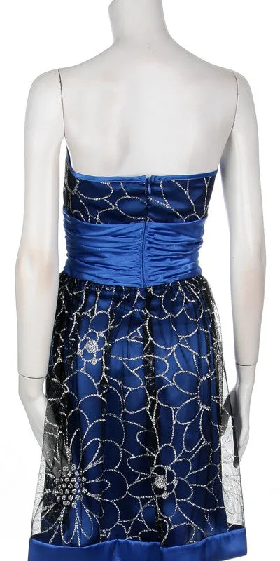 CLEARANCE - Juliet 2170 Knee Length Strapless Mesh Overlay Dress