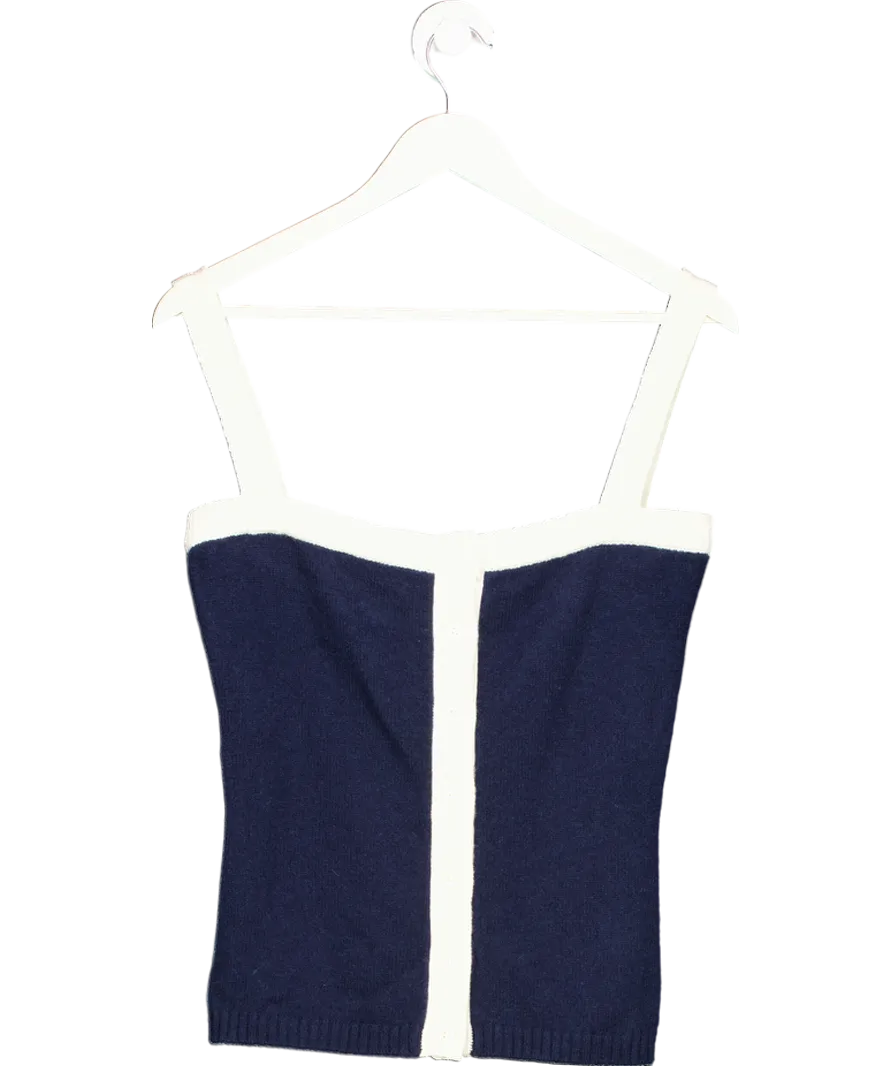 Cloeys Blue Cashmere Tank Top Navy & White UK XS