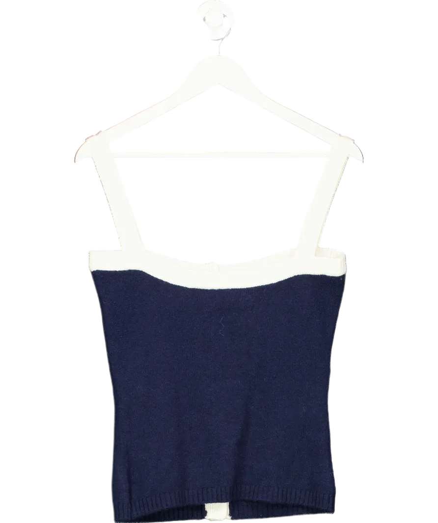 Cloeys Blue Cashmere Tank Top Navy & White UK XS
