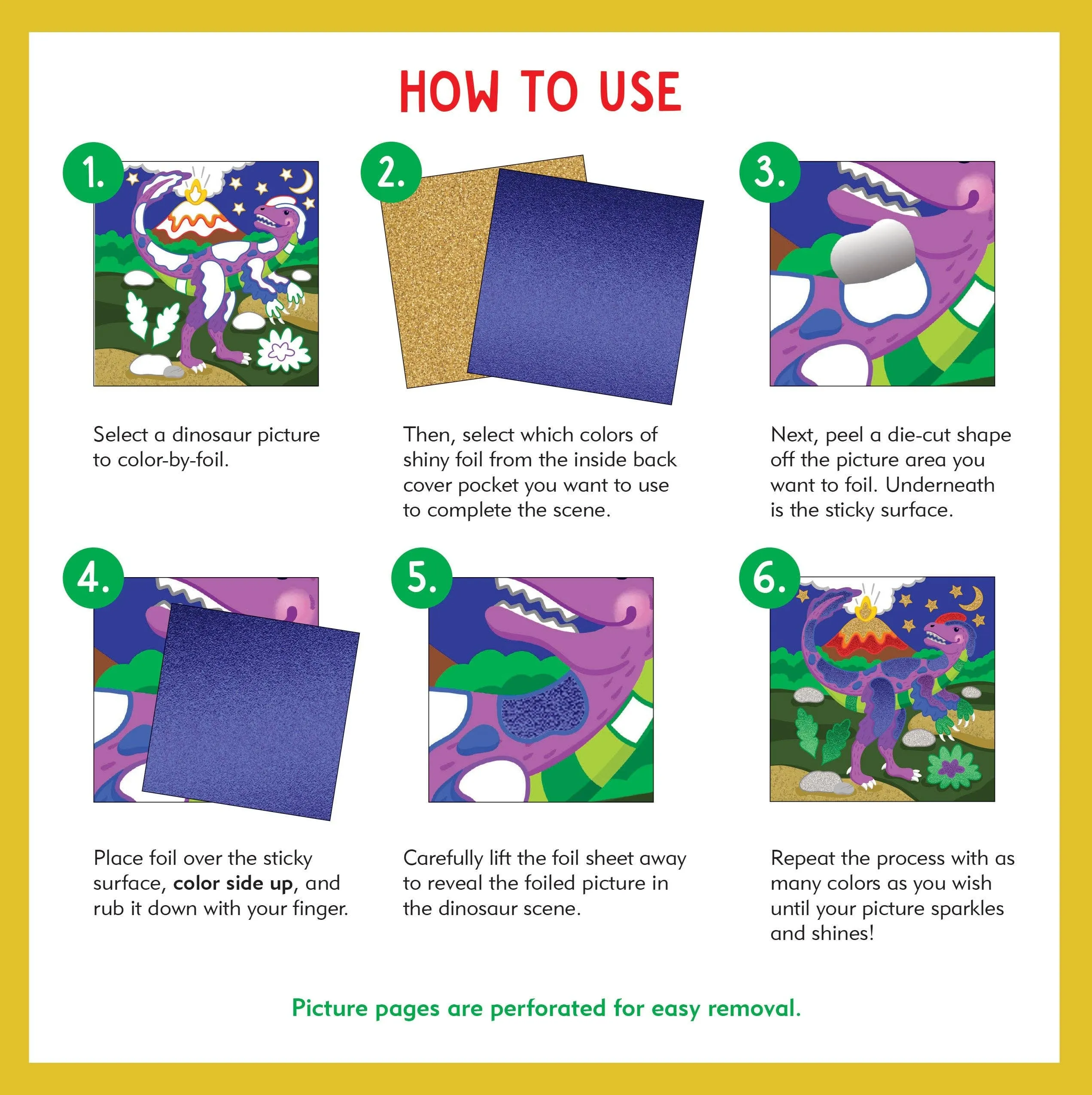 Color-By-Foil Book: Dinosaurs (10 scenes)