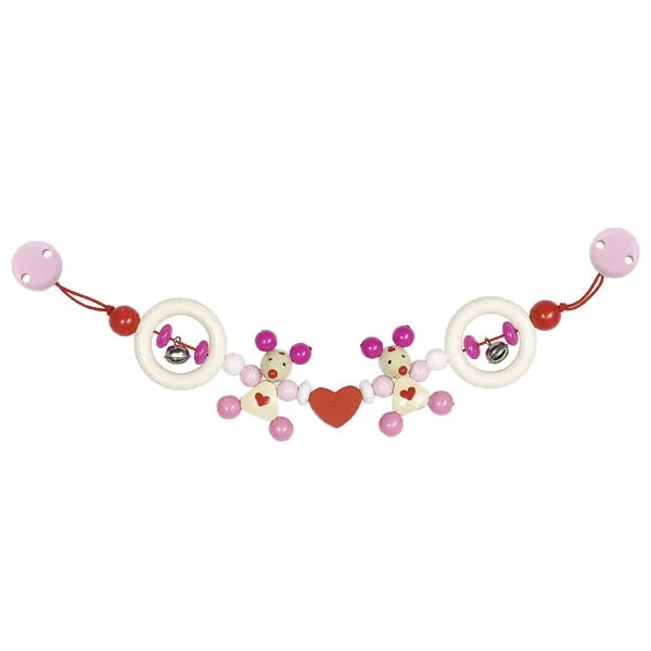 Copy of Stroller Chain Mouse (pink) with clips - Wooden Toys by Heimess