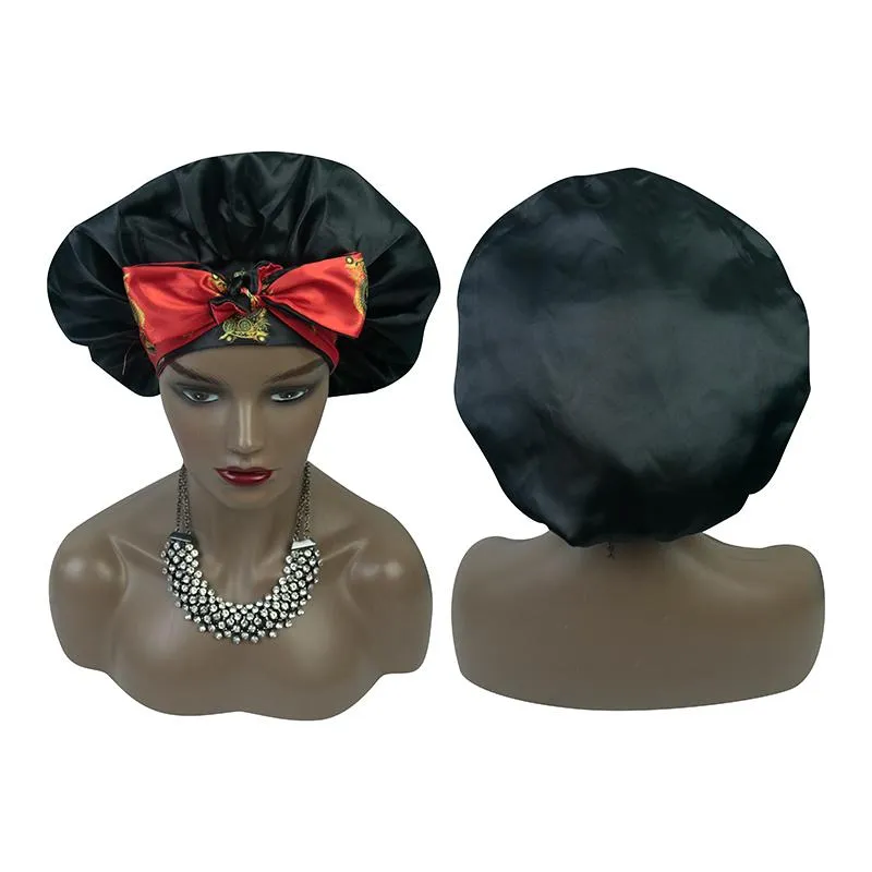 Coquette Reversible Double Layer Premium Silk Bonnet With Wide Silk Band & Tie Edge Adjustable Straps