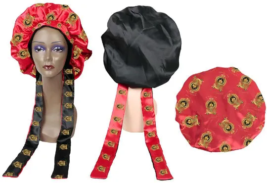Coquette Reversible Double Layer Premium Silk Bonnet With Wide Silk Band & Tie Edge Adjustable Straps
