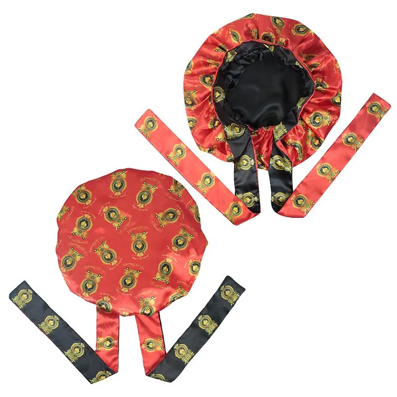 Coquette Reversible Double Layer Premium Silk Bonnet With Wide Silk Band & Tie Edge Adjustable Straps