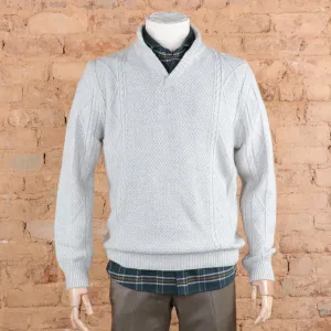 Cristallo Cashmere Twist Open Neck Cable Knit Sweater