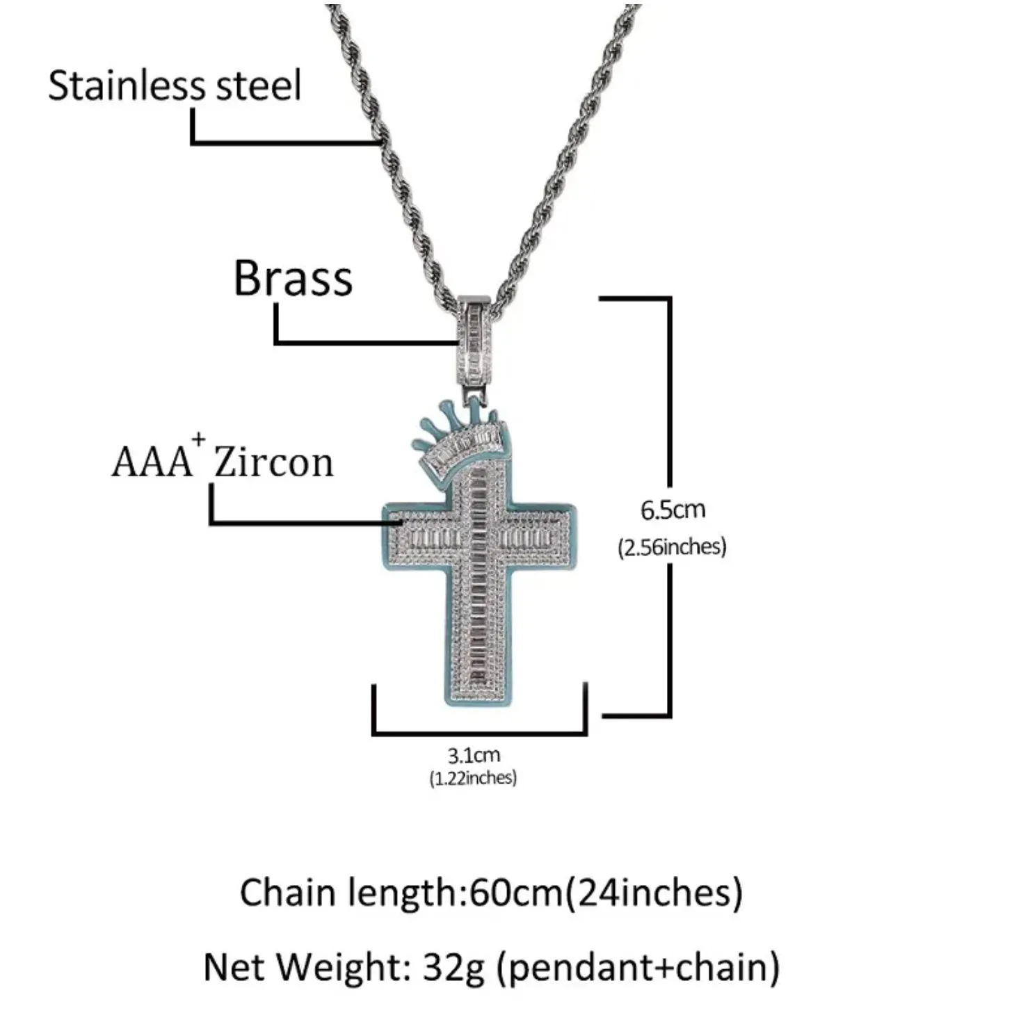 Cross Necklace | Cross Necklace Women | Cross Necklace for Men | Iced Out Chain | Cross Chains | Cross Pendant | Diamond Cross Chain | Chain