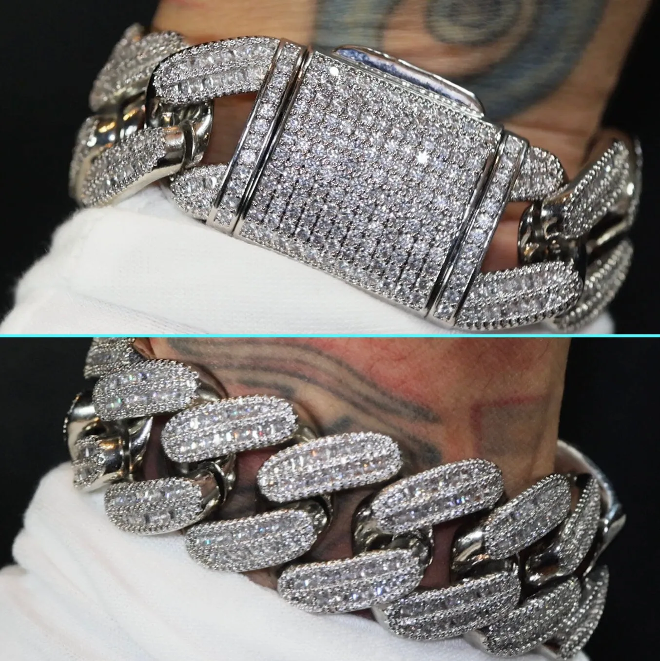 Cuban Link Chain | Iced Out Chain | Iced Out NecklaceBaguette Necklace | Hip Hop Chain
