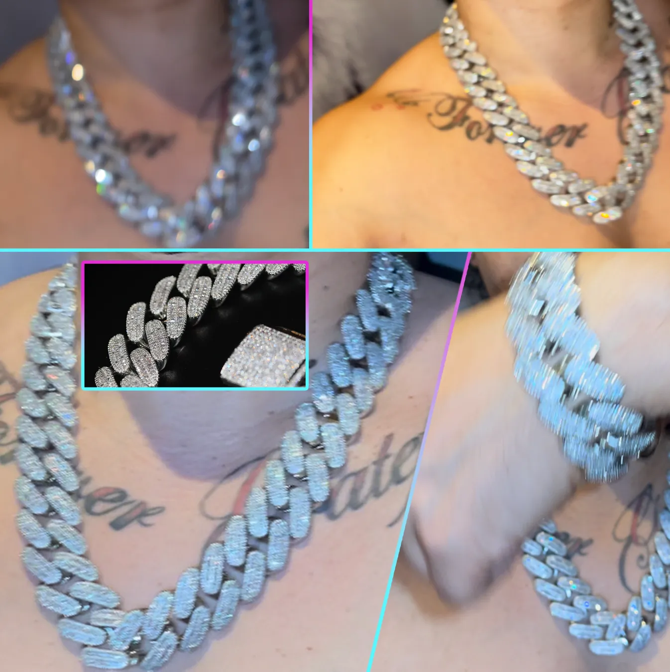 Cuban Link Chain | Iced Out Chain | Iced Out NecklaceBaguette Necklace | Hip Hop Chain