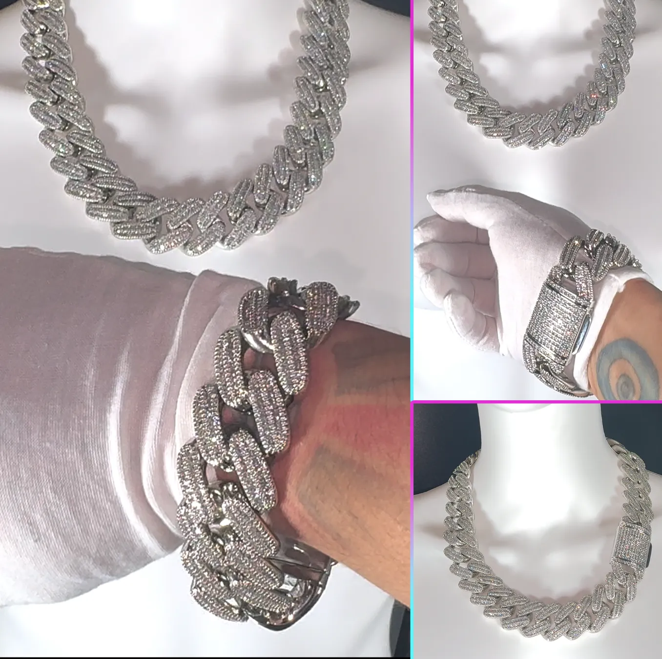 Cuban Link Chain | Iced Out Chain | Iced Out NecklaceBaguette Necklace | Hip Hop Chain