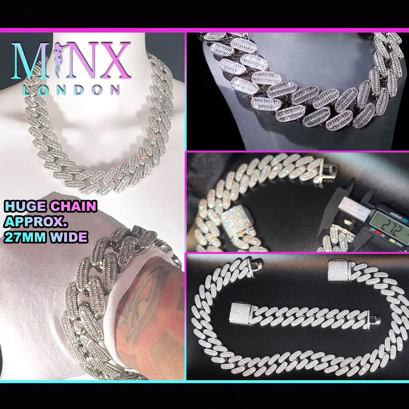 Cuban Link Chain | Iced Out Chain | Iced Out NecklaceBaguette Necklace | Hip Hop Chain