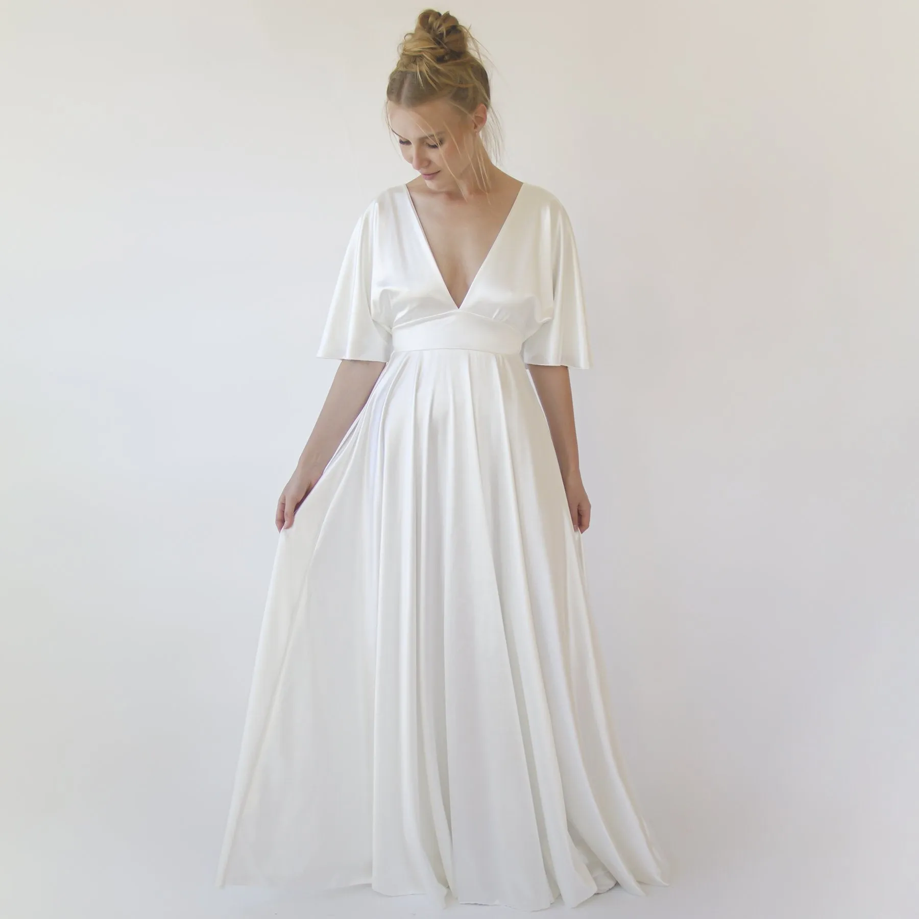 Curvy Bat Sleeves Dress #1350